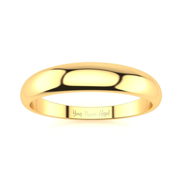 14K Yellow Gold 4MM Heavy Tapered Ladies and Mens Wedding Band, Size 11.5